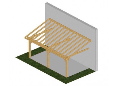 La charpente en bois de cette ossature simple pente adossée